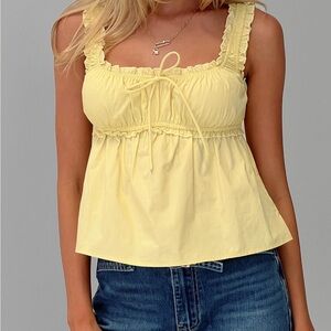 Princess Polly Light Yellow Ruffled Blouse